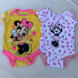 Disney Minnie Mouse Bodysuit Set Yellow and White#A1